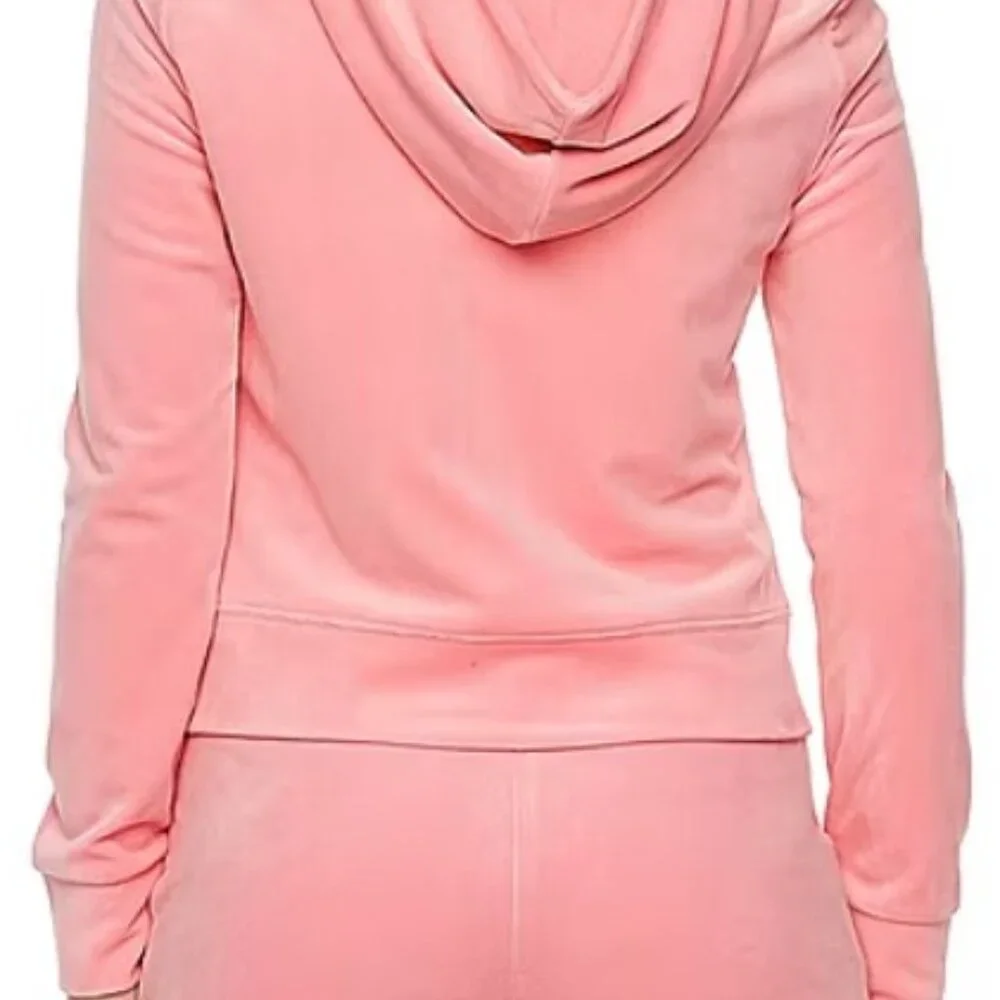 Juicy Couture Pink Velour Tracksuit, 2 pieces, Zip Hoodie Jacket & Pants, Size S